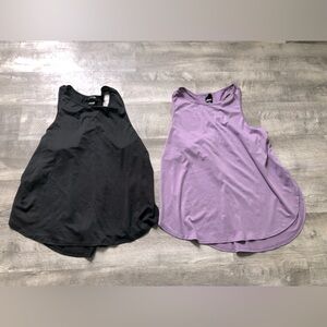 Avia Black and Purple Asymmetrical Athletic Workout Tank Tops Relaxed Fit